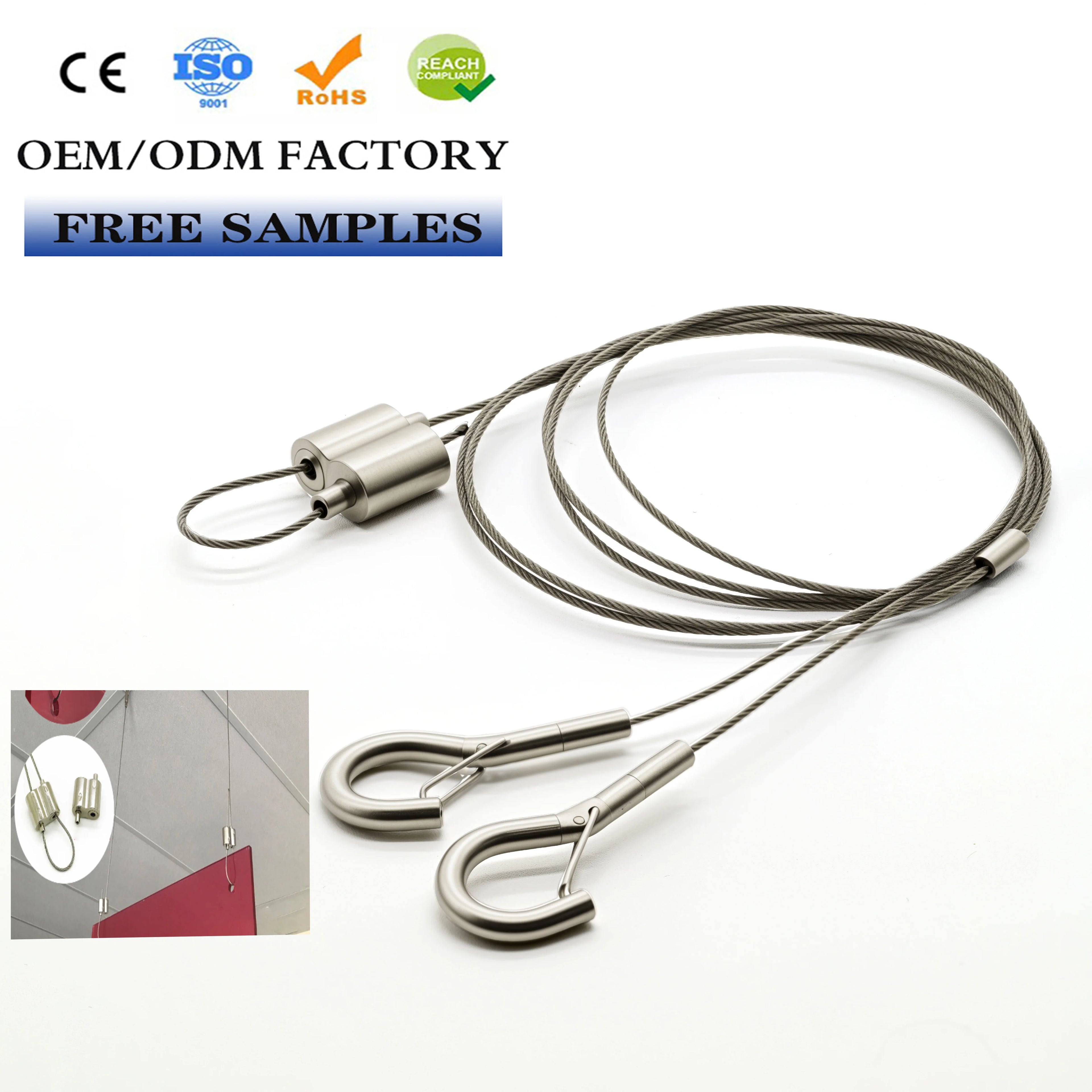 Heng Da Zinc Alloy Flexible Wire Suspension Hanging Kit Adjustable Point Connection Spring Hook Light Lifters 3-Year Warranty