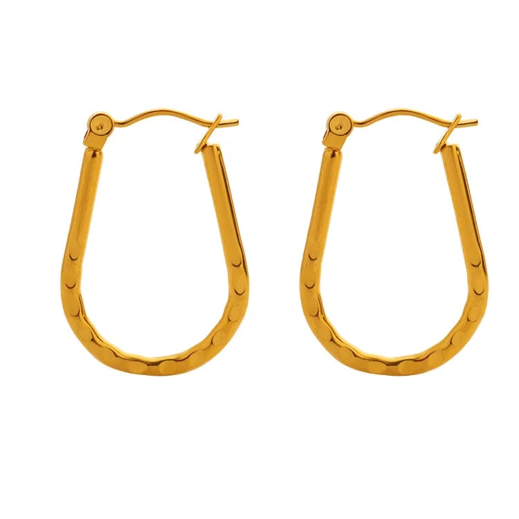 Hot Selling Fashion Trend Simple Personality Embossed Gold Plated U Shape Earring Jewelry for Women