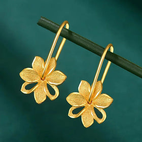 Plated Chinese Valentine's Day Gifts Beauty Alluvial Gold Female Ear Hook Frosted Flower Earrings Gift