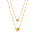 Fashionable Women's Stainless Steel Love Diamond Necklace Heart Double-Layer Collarbone Chain Versatile Design Gift