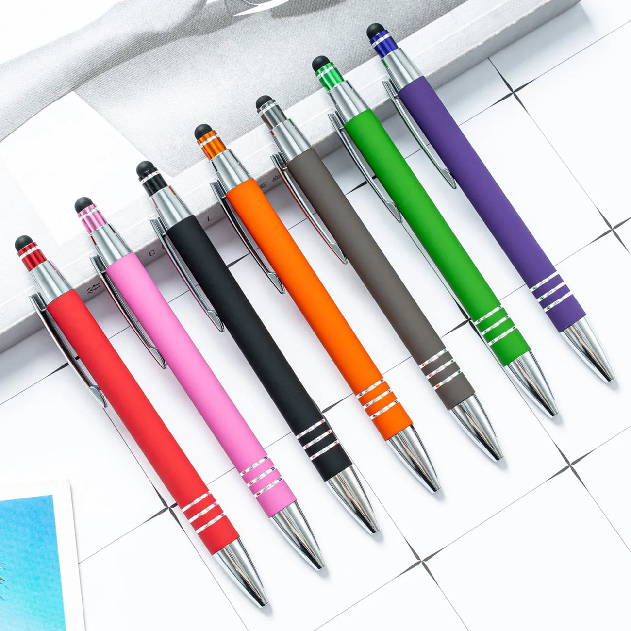 Rubber Plastic Advertising Ballpoint Pen Customized Laser Printing logo Metal Pen Business Touch Screen Capacitor Wholesale Pen