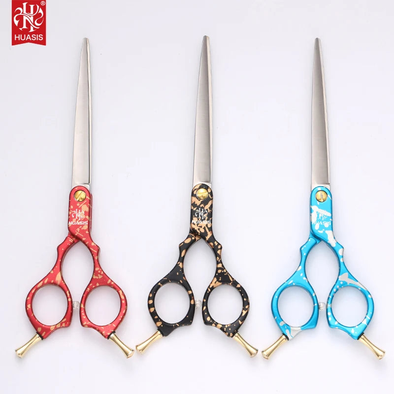 HUASIS HU55 Light Weight Shear for Pet Grooming Tool 6.5inch 7inch Aluminum Handle Scissors 440C Super Hand Feeling