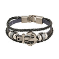 Hot Sale Simple Multilayer Personalized Braided Bracelet Custom Leather Anchor Charm Bracelets for Men and Women
