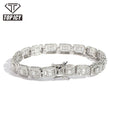 2022 New Arrival  Fashion Hot Selling 7mm Hip Hop CZ Chain Gold Plated Bracelet Baguette Crystal Bracelet Men