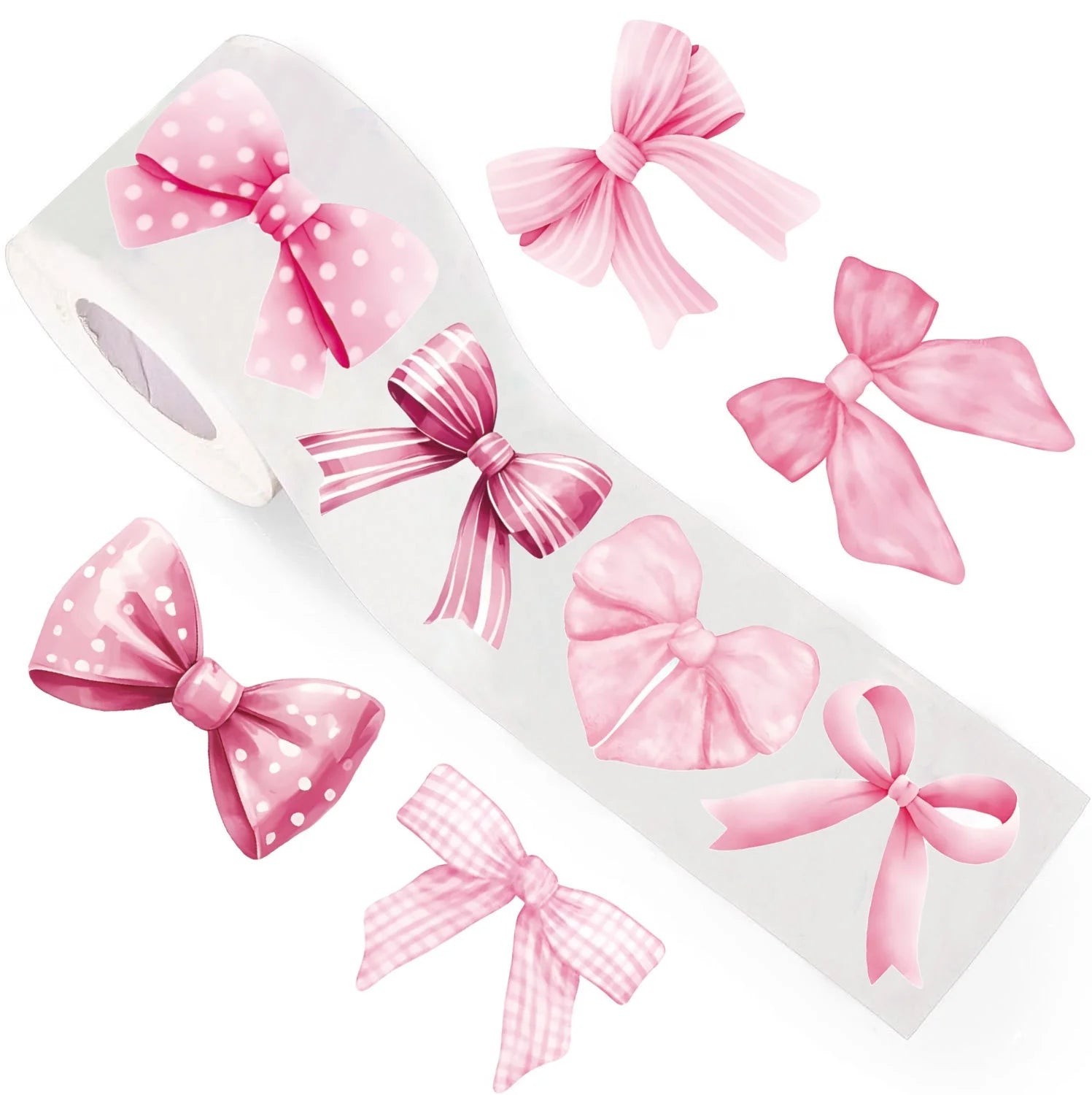 Pink Bowknot Sealing Stickers 500 Stickers/Roll Cute Blessing Packaging Decoration Material for Food and Gift Boxes
