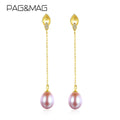 PAG&MAG Drop Pearl Earrings Fashion Style Pendant Earrings for Women Gifts 18k Gold Plated Link Chain