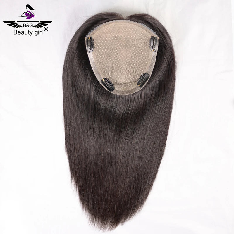High Quality Medical Hair Topper Vrigin Remy Human Hair Hand Made Natural Sillk Base Tape in Real Hair Topper