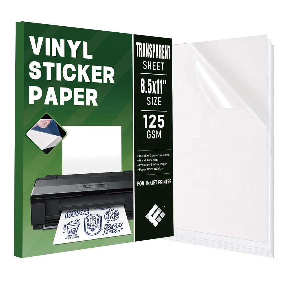 Hot Sale Fanyi Clear Label Transparent Vinyl for Inkjet Printer A4 Paper Sticker Sheet