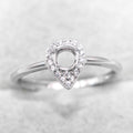Sterling Silver 4*4mm Semi Mount Ring Empty Frame Blank Support Claw Setting S925 Base Holder Without Center Stone for DIY Inlay