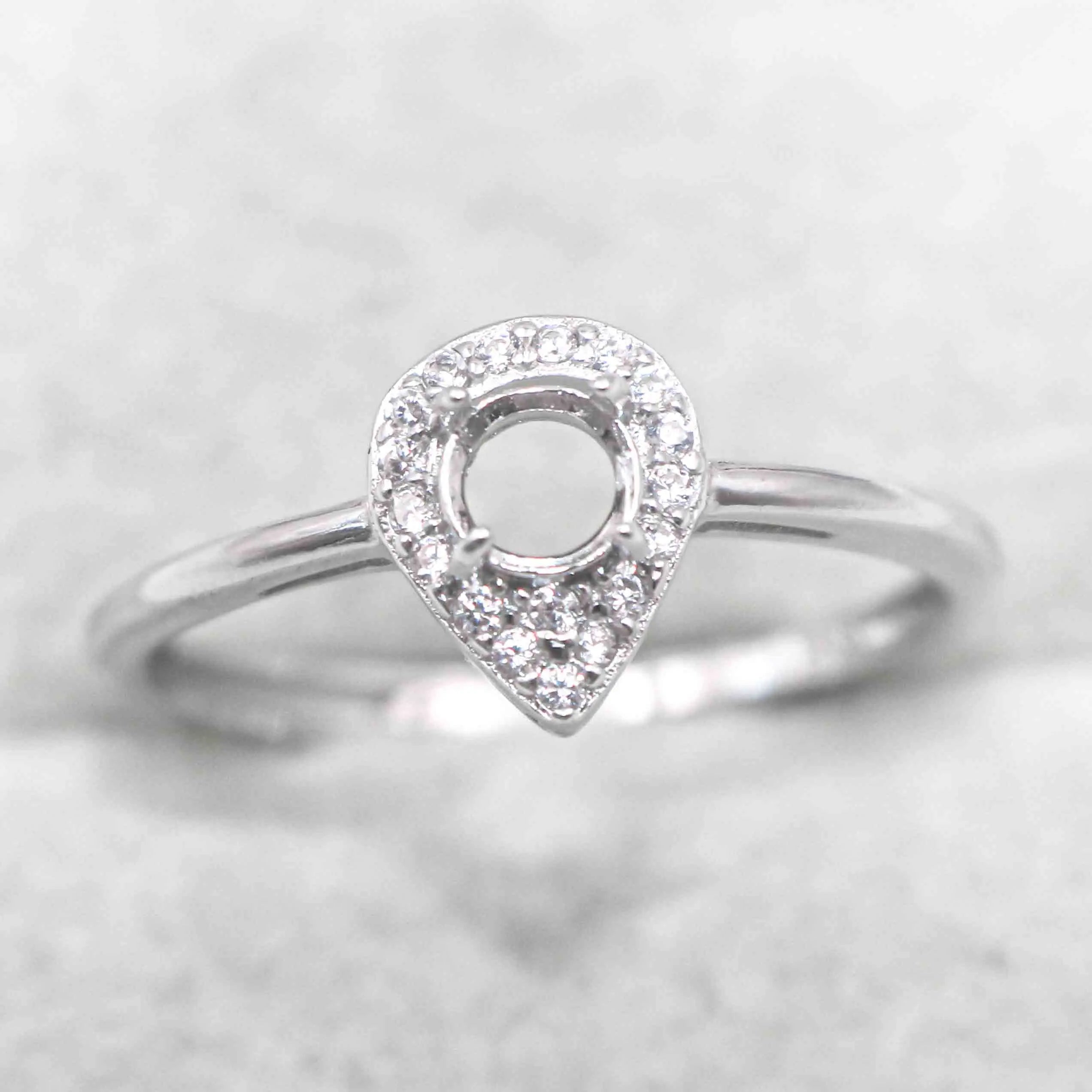 Sterling Silver 4*4mm Semi Mount Ring Empty Frame Blank Support Claw Setting S925 Base Holder Without Center Stone for DIY Inlay