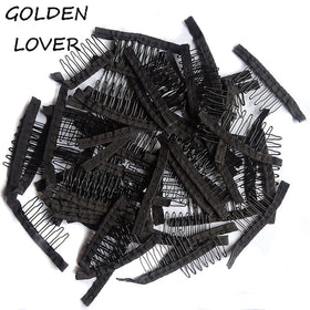 Good Quality 7 Teeth Stainless Steel Wig Combs for Wig Caps Wig Clips for Hair Extensions Strong Black Lace Hair Comb