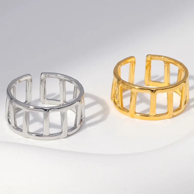 Beimai OEM Hollow Geometric Open Stainless Steel Ring