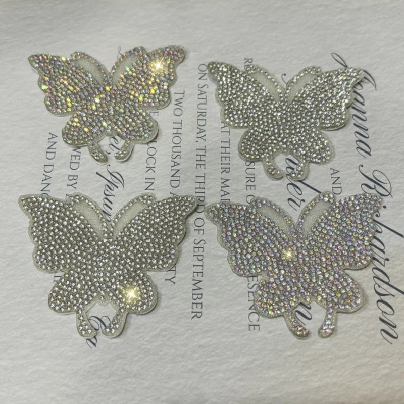 Hot Selling Shiny Self-Adhesive Rhinestone Patch Butterfly Design for DIY Clothing Decoration Decorative Stickers
