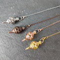 Hot Selling Manufacturer Direct Sale Copper Metal Dowsing Spiritual Point Pendulum Copper Pointed Hollow Pendant Brass Pendulums