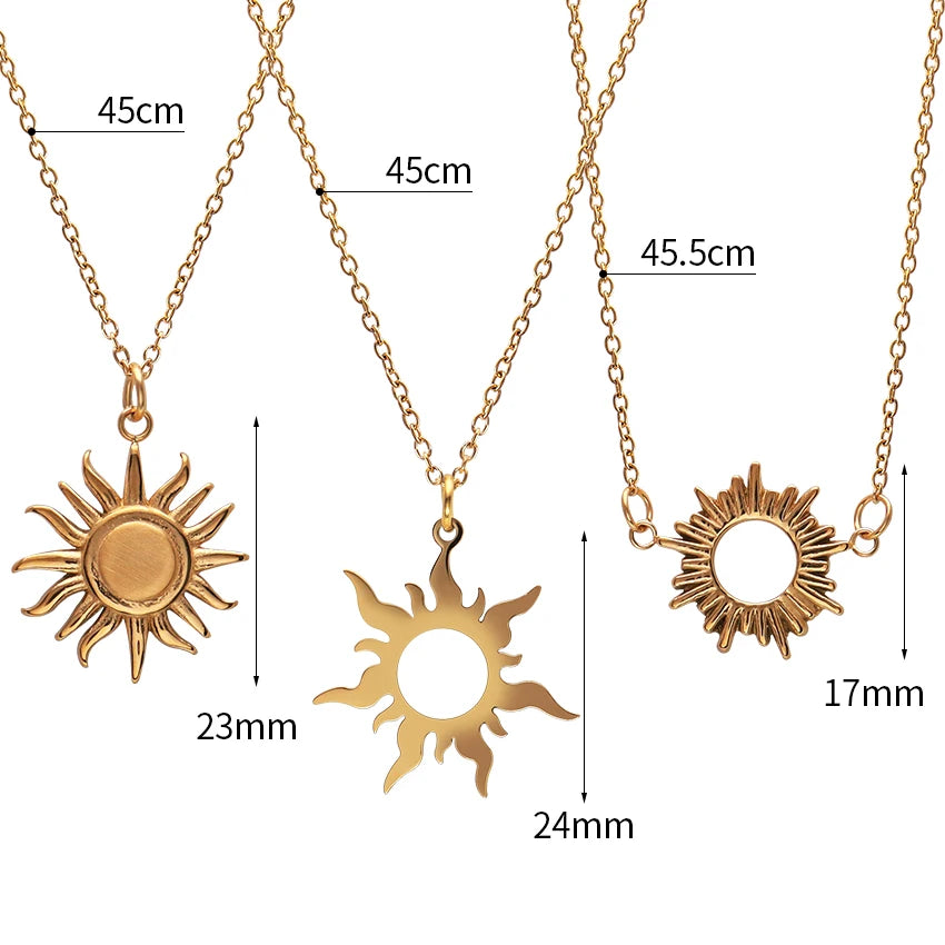 Minimalist Fashion Jewelry Necklace Sun Necklace Sun Charm Dainty Pendant Necklace Sunshine Beach Waterproof Jewelry Summer
