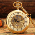 Fashion Snake Chain Hand Winding Mechanical Pocket Watch Luxury Gold Copper Manual Mechanism Open Face Antique Clock Gift Male