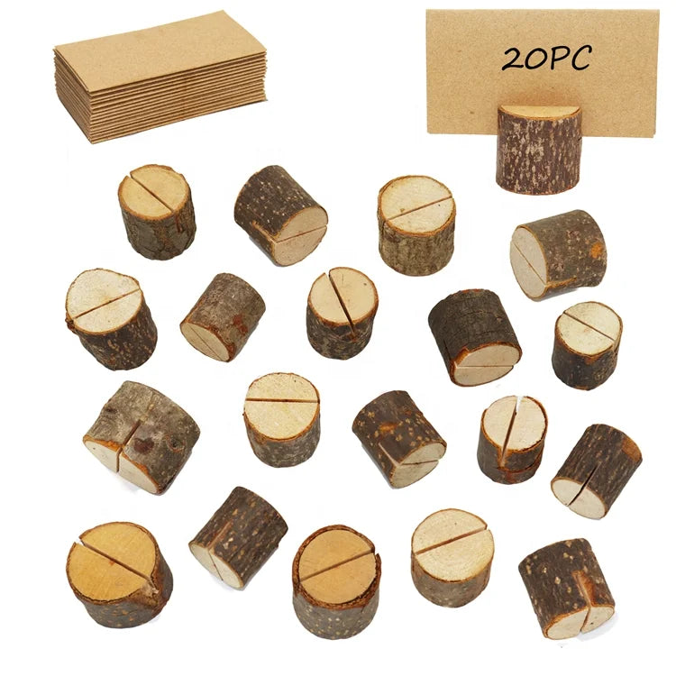 Tailai Rustic Wood Table Numbers Holder Wooden Place Card Holder Party Wedding Table Name Card Holder Memo Note Card