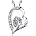 M 0546 Platinum Plated CZ Heart Pendant Necklace Charm Necklaces Elegant Gift for Girlfriend