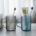 Custom Logo BPA Free Clear Plastic Cup Bathroom Supplies Reusable Toothbrush Holder Gargle Mouthwash Couples Tumbler Mug