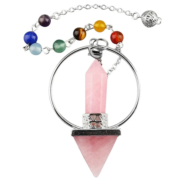 DIY Natural Amethyst Gemstone Reiki Amulet Pointed Hexagonal Pendulum Crystal Pyramid Pendant for Divination Dowsing