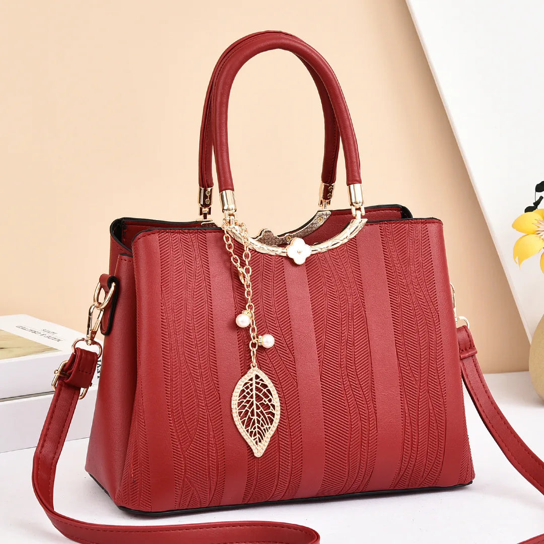 Women's Fashion High Capacity Multiple Compartments Hardware Pendant Shoulder Zipper Messenger Bags