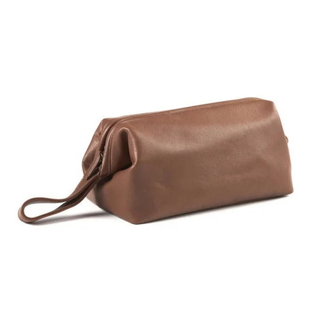 Customizable Portable Travel Cosmetic Bags Leather Makeup Bag Waterproof Leather Toiletry Makeup Bag