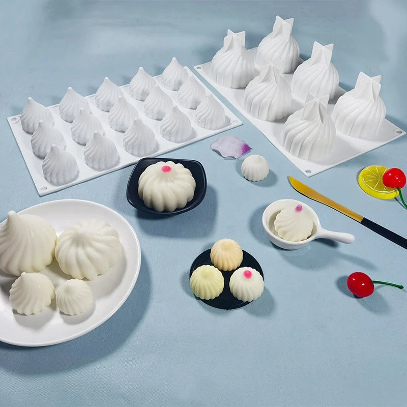 D5087 Dumpling Small Steamed Bun Scented Candle Pudding Mousse Cake Ice Cream Chocolates Baking Resin Mold Silicone 3D Mould