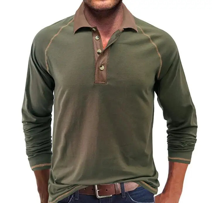 Wholesale New Retro Men's Blank Henley 4 Button Long Sleeve Raglan Contrast Color t Shirt