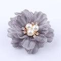 6cm Fashion Ruffled Metallic Fabric Flowers With Pearls for Hair Clip Lovely Flora Flower for Shoes Apparel Headwear