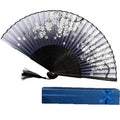 Wholesale Personalized Japanese Hand Held Fan Mini Bamboo Hand Fan With Craft Paper Box