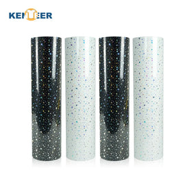 For New Arrival Soft Camouflage Leopard Holographic Stars Pattern Heat Transfer Film 0.15mm Thick Rolls Iron Fabric