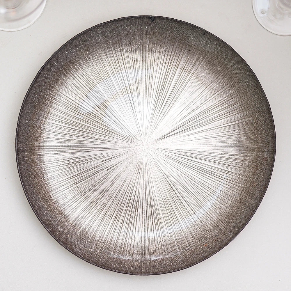 New Design Wholesale Luxury Tableware Glass Charger Plate Gold Silver Cheap Decorative Dinner Plates for Wedding