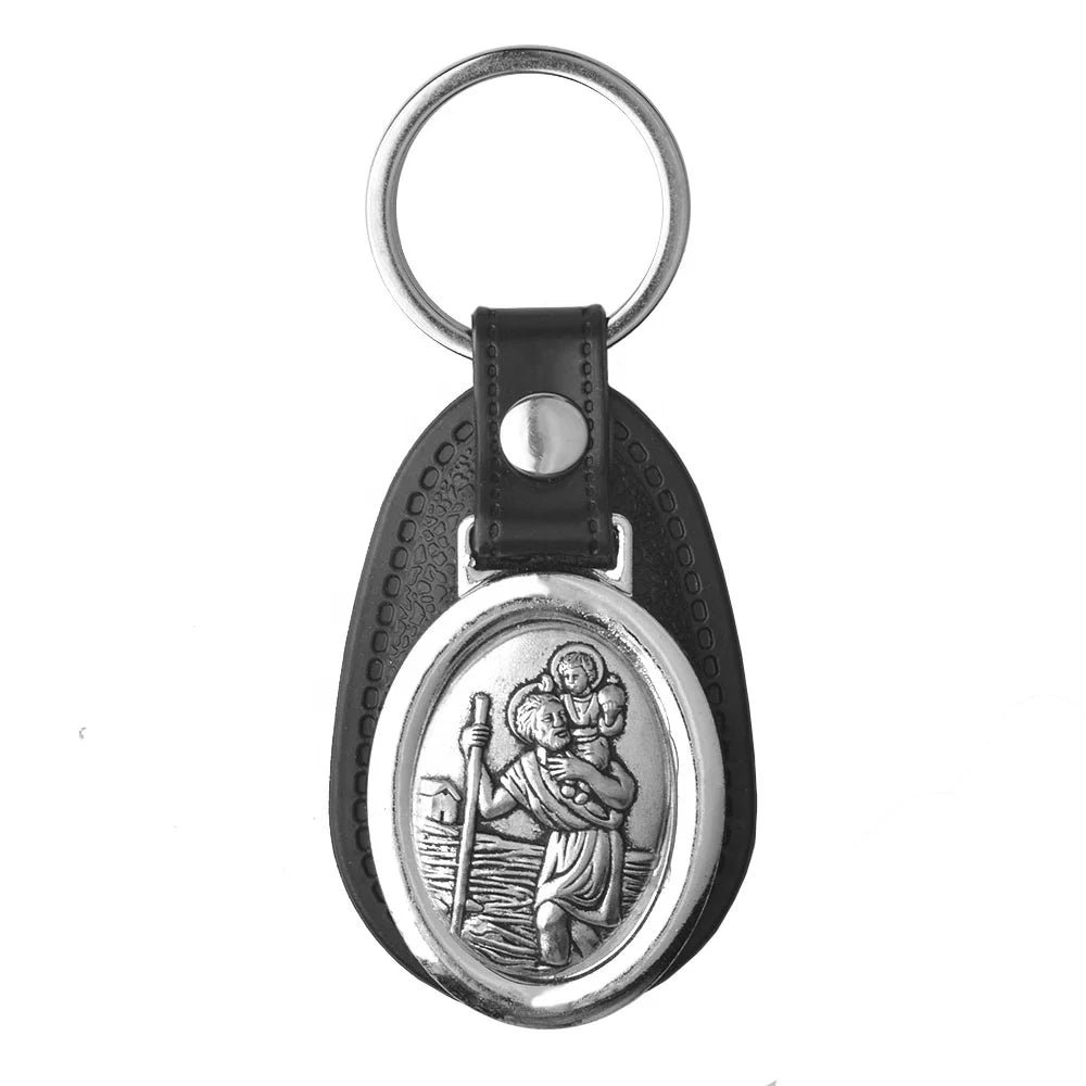 Patron Saint of Traveler Prayer Going Travelling Key Ring Saint Christopher Metal Catholic Keychain