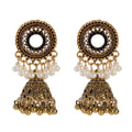Retro Bollywood Oxidized Earrings Womens Ethnic Flower Gold Plated Afghan Bell Tassel Jhumka Indian Earrings Wedding Jewelry