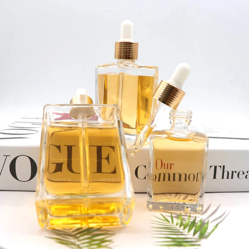 30ml 50ml 100ml Transparent Serum Dropper Oil Body Parts Cosmetic Bottles for Essential Oil Glass