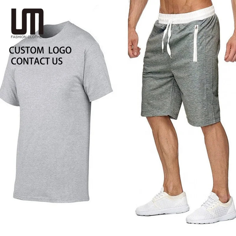 Clearance Sales Men Summer Tracksuit Set - Breathable Short Sleeve T-Shirt & Elastic Waist Shorts (Sportswear for Gym/Running)