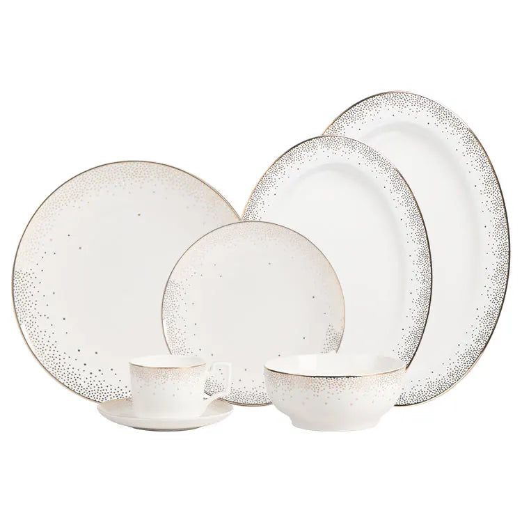 Gold Ceramic Porcelain Tableware Luxury Bone China Dinner Sets Dinnerware Oval Plate Dish