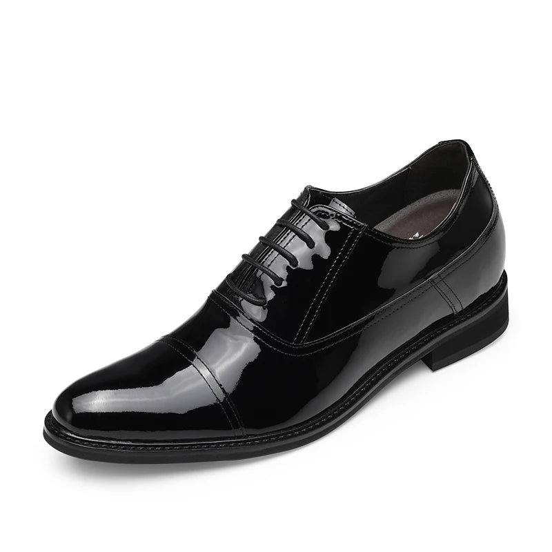 Height Increasing Shoes Dress Shoes Elevator Shoes Tall Men Shoes Patent Leather Oxfords Genuine Leather Lining 8CM/3.15 Inches