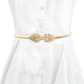 Women's Slim Metal Belt with Gold Alloy Quick Release Buckle 2cm Width 100cm Length