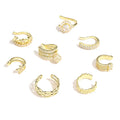 European American Fashion Zircon Clip Earrings for Women Simple Multiple Gold Brass Ear Cuffs for Party & Gift