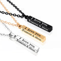 Wholesale 18k Gold Silver Plated Laser Engraved I Love You Bar Pendant Woman Custom Name Logo Date Necklace Jewelry