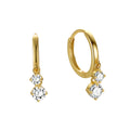 Fashion Jewelry 925 Sterling Silver Two Double Round Diamond Zircon Drop Pendant Gold Plated Hoop Earrings for Women