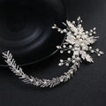 Finestyle Wedding Pearl Rhinestones Princess Crystal Headpiece Headband Bride Hair Vine Comb Head Piece Bridal Hair Accessories