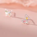 Wholesale Fashion Jewelry Bulk Trendy Girls Small 925 Sterling Silver Colorful Zircon butterfly Stud Earrings Necklace Set