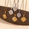 Fashionable Exquisite Trendy Light Luxury Versatile Stainless Steel  Gold- Plating Chain Round Diamond Tarot Necklace for Women