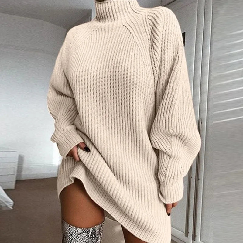 Wish Popular Designs Woman Raglan Sleeve Sweater Ladies Turtle Neck Sweaters and Pullovers Dress