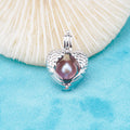 C030111 Sterling Silver Freshwater Pearl Cage Pendant Necklace Jewelry Locket for Pearl Party
