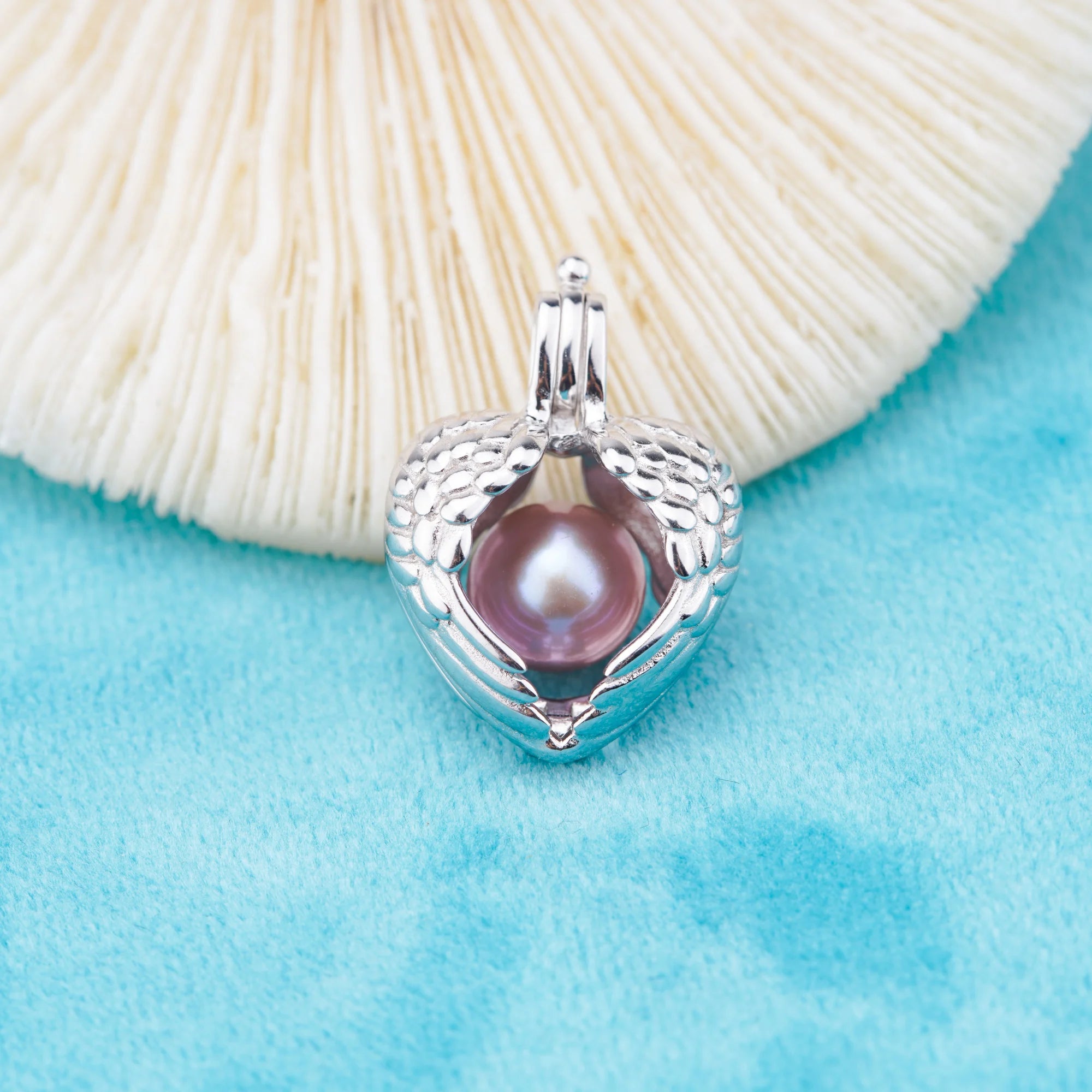 C030111 Sterling Silver Freshwater Pearl Cage Pendant Necklace Jewelry Locket for Pearl Party