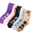 Winter New Hema Embroidered Lovely Cartoon Coral Velvet Socks Women Thick Warm Tube Floor Socks