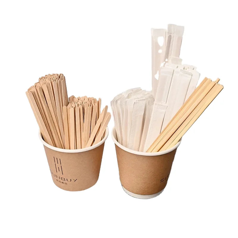 Biodegradable Disposable Eco-friendly Splinter Free Ends Bamboo Birch Wood Coffee Stirrer Sticks Temperature Display for